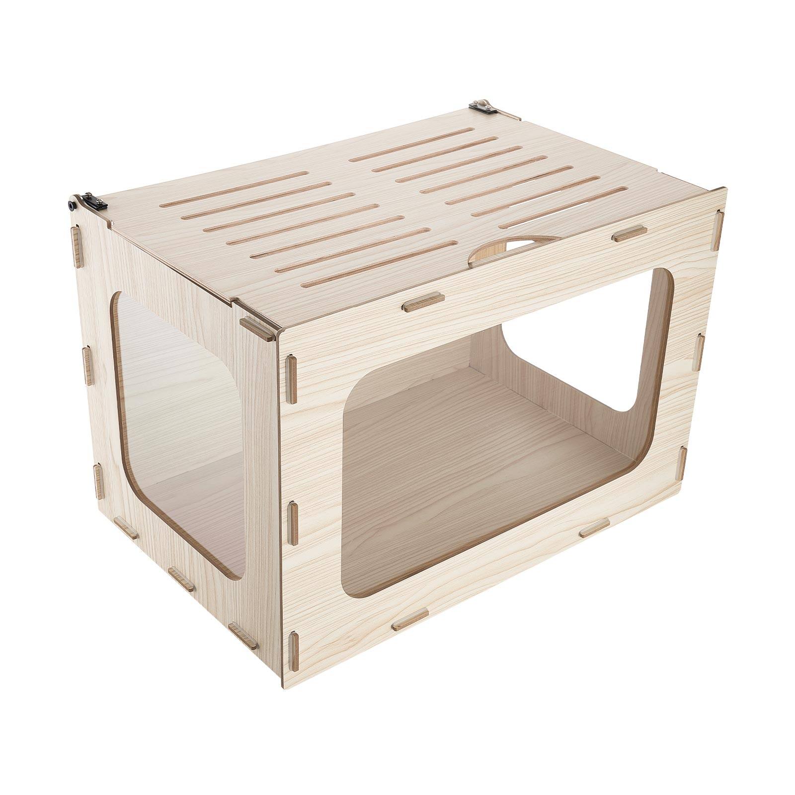 Alt View 5. VEVOR - Wooden Hamster Cage 23.8"x15.9"x15.9" 270° Viewing Hamster Habitat, Chewproof Small Animal Cage with Openable Top - Wood Grain.