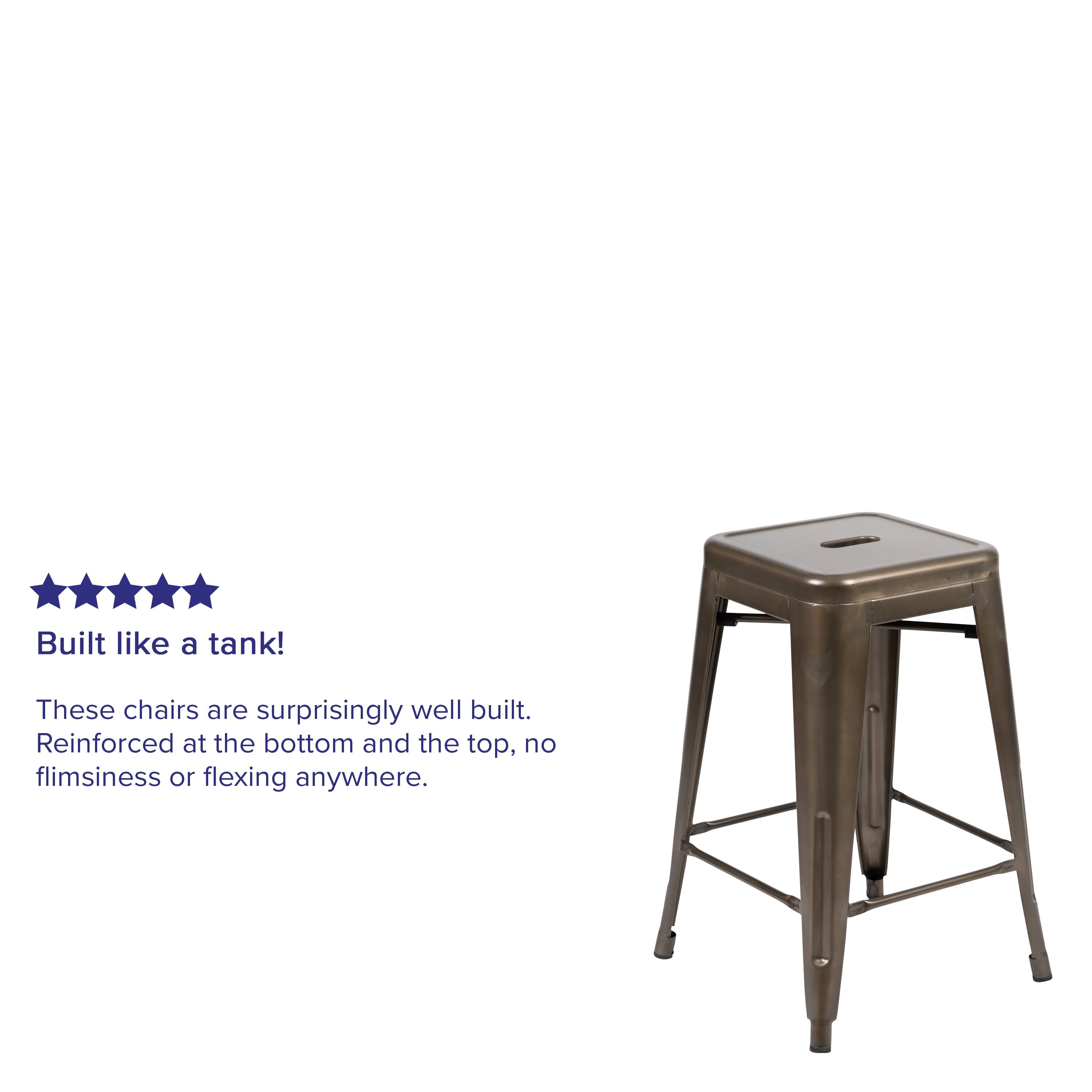 Alt View 12. Alamont Home - 24" High Metal Counter-Height, Indoor Bar Stool - Stackable Set of 4 - Gun Metal.