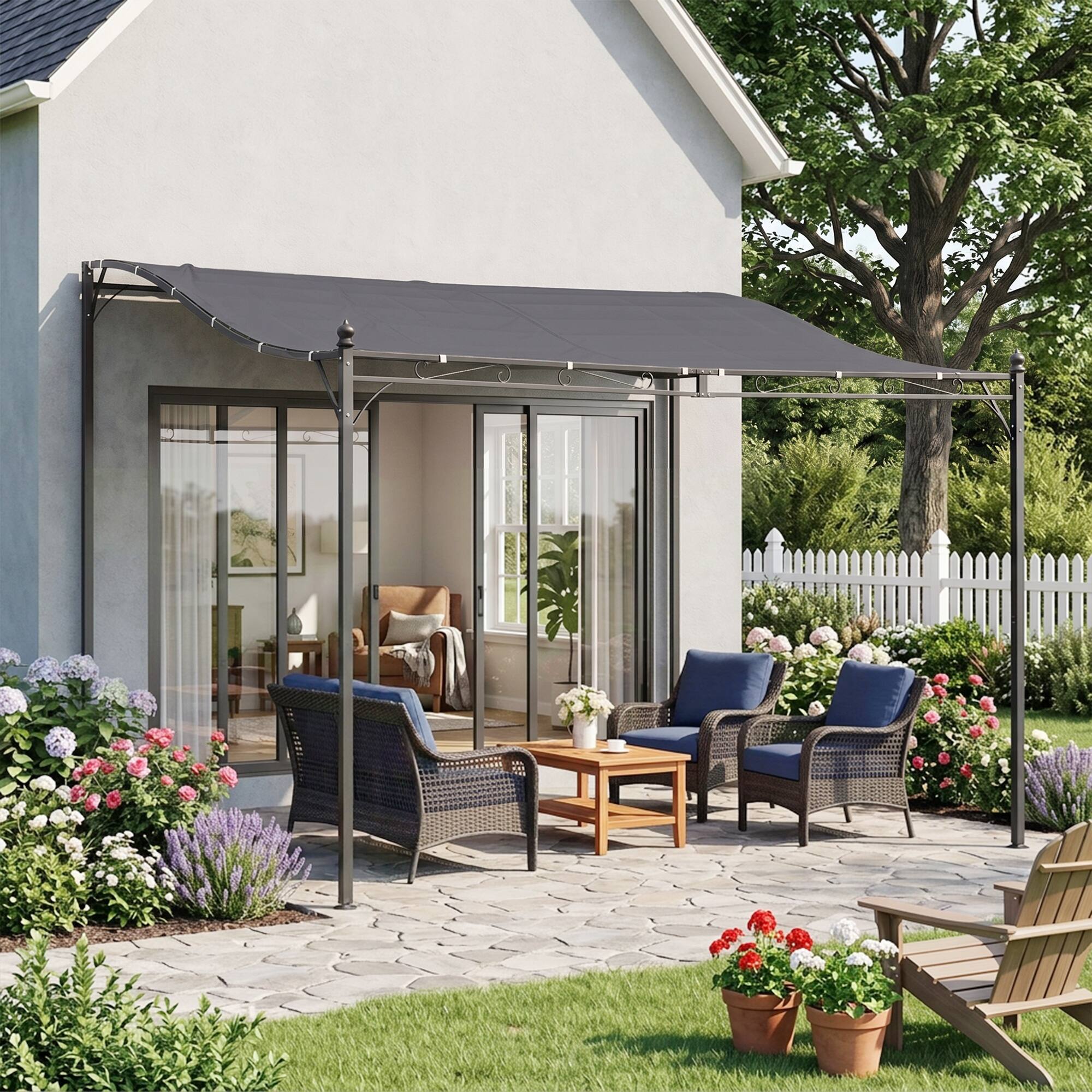 Alt View 1. Outsunny - x 13' Outdoor Pergola Gazebo - Grey.