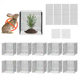 VEVOR - 10 Pack Plant Protector from Animals, 12'' x 12'' Chicken Wire Plant Protector, Plant Cages for Outdoor Plants - Black