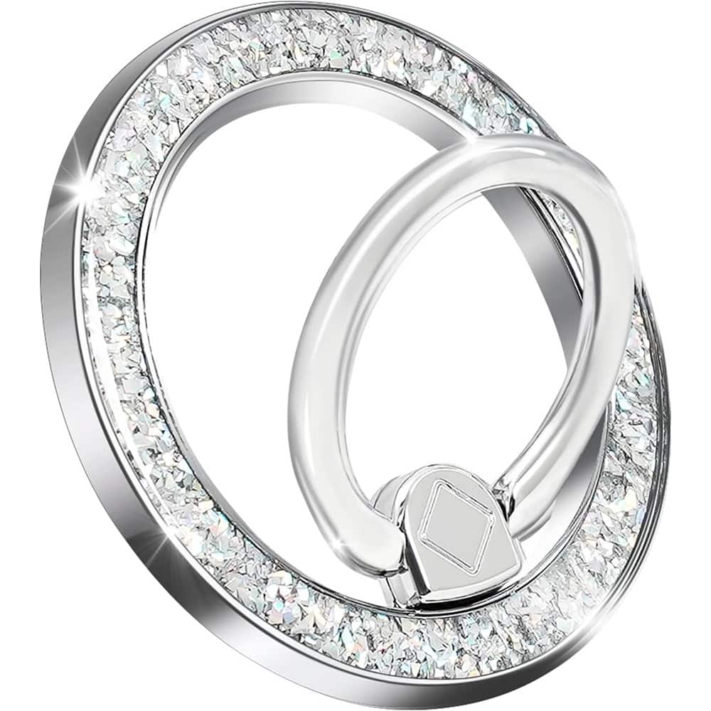 PARKER SLATER - Magnetic Phone Ring for MagSafe Grip with Super Magnet & Stand – Silver - Gold-white stone
