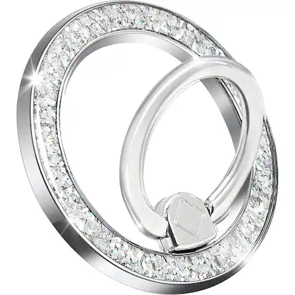 Front. PARKER SLATER - Magnetic Phone Ring for MagSafe Grip with Super Magnet & Stand – Silver - Gold-white stone.