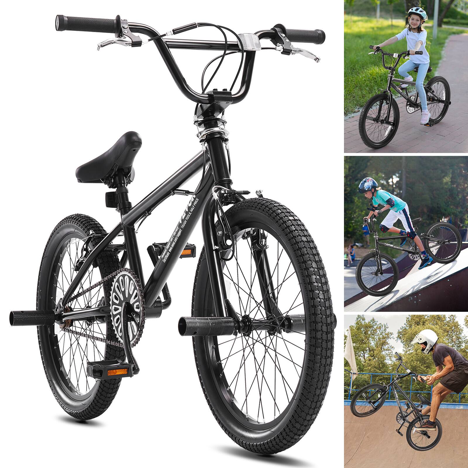 VEVOR - BMX Bike, 20-Inch Wheel Freestyle Bike, BMX Race Bike with 360° Rotor and 4 Pegs, Beginner-Level BMX to Advanced Riders - Black
