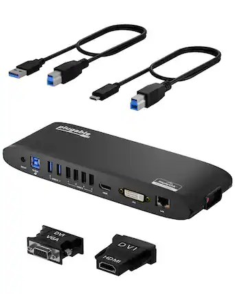 plugable DC-in USB3.0 - 1 2 3 4 USB3.0 - DisplayLink - LAN DVI VGA DVI HDMI