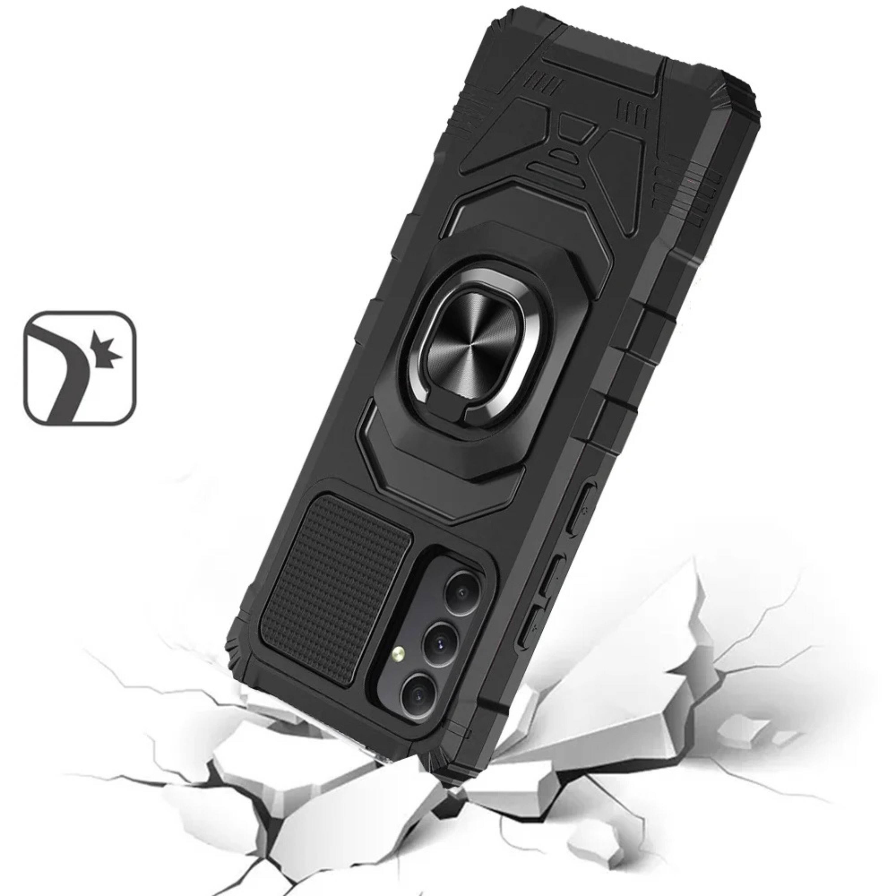 Angle. Kitcheniva - Magnetic Ring Stand Case For Samsung Galaxy A15 5G Rugged Protection Black - Black.