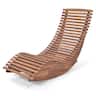 Costway - 1 PCS Outdoor Acacia Wood Rocking Chair with Widened Slatted Seat and High Back Patio - Natural