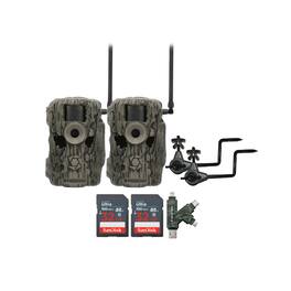 Stealth Cam - (Two) Fusion MAX Dual Sim 36MP Trail Camera with Camera Holder 32GB Memory Card and Card Reader