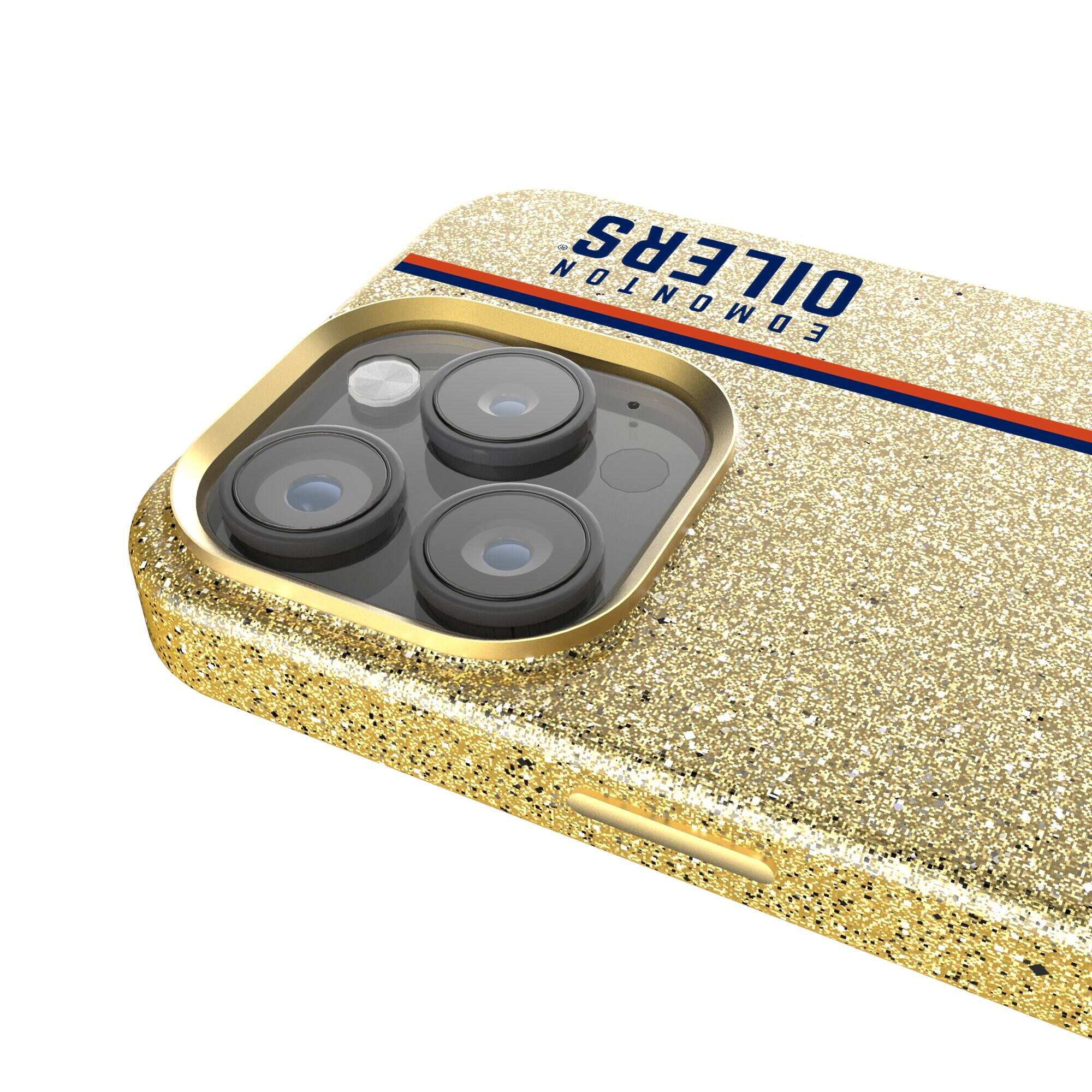 Alt View 2. Keyscaper - Gold Edmonton Oilers Sidebar Bling iPhone Case - 16 Pro Max - Gold.