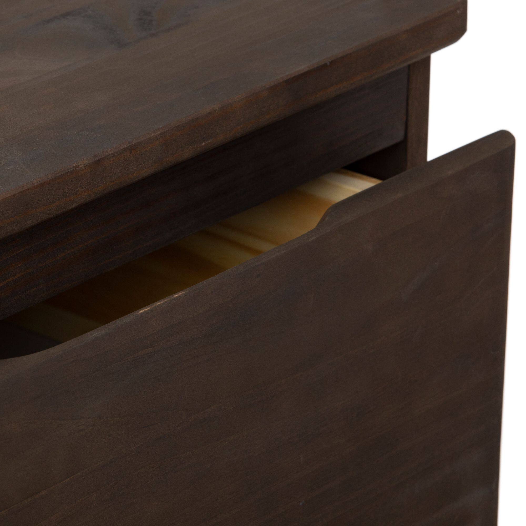 Alt View 4. Plank+Beam - Farmhouse Nightstand with 2 Drawers, Barnwood Brown - Barnwood Brown.