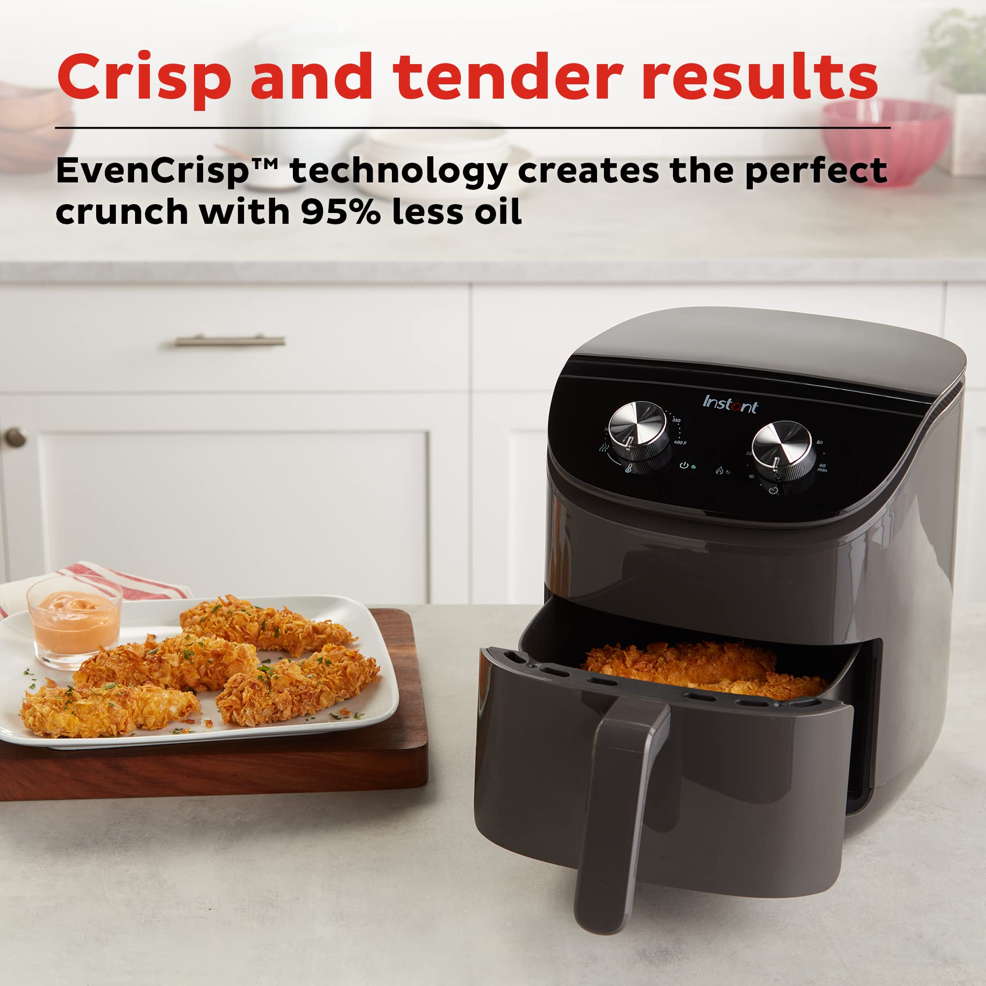Instant Pot - Essentials 4 Quart Air Fryer with EvenCrisp Technology 140-3135-01 - Black - Thumbnail 3