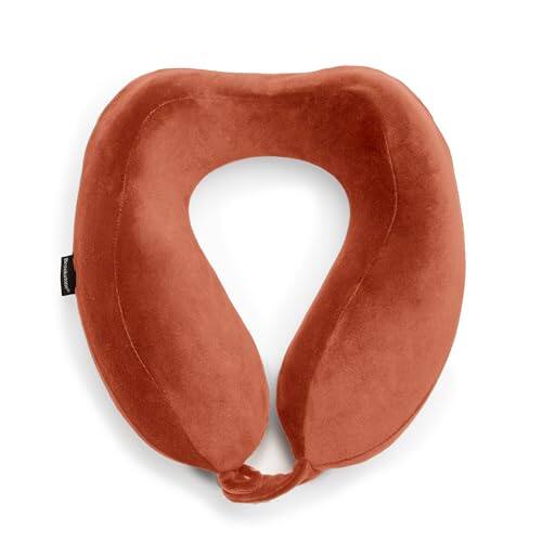 Pacoar Cade - Neck Travel Pillow - Lightweight Contoured Memory Foam Stuffable For Sleeping Car & Airplane Size One Brown Contoured - Terra Cotta-One Size