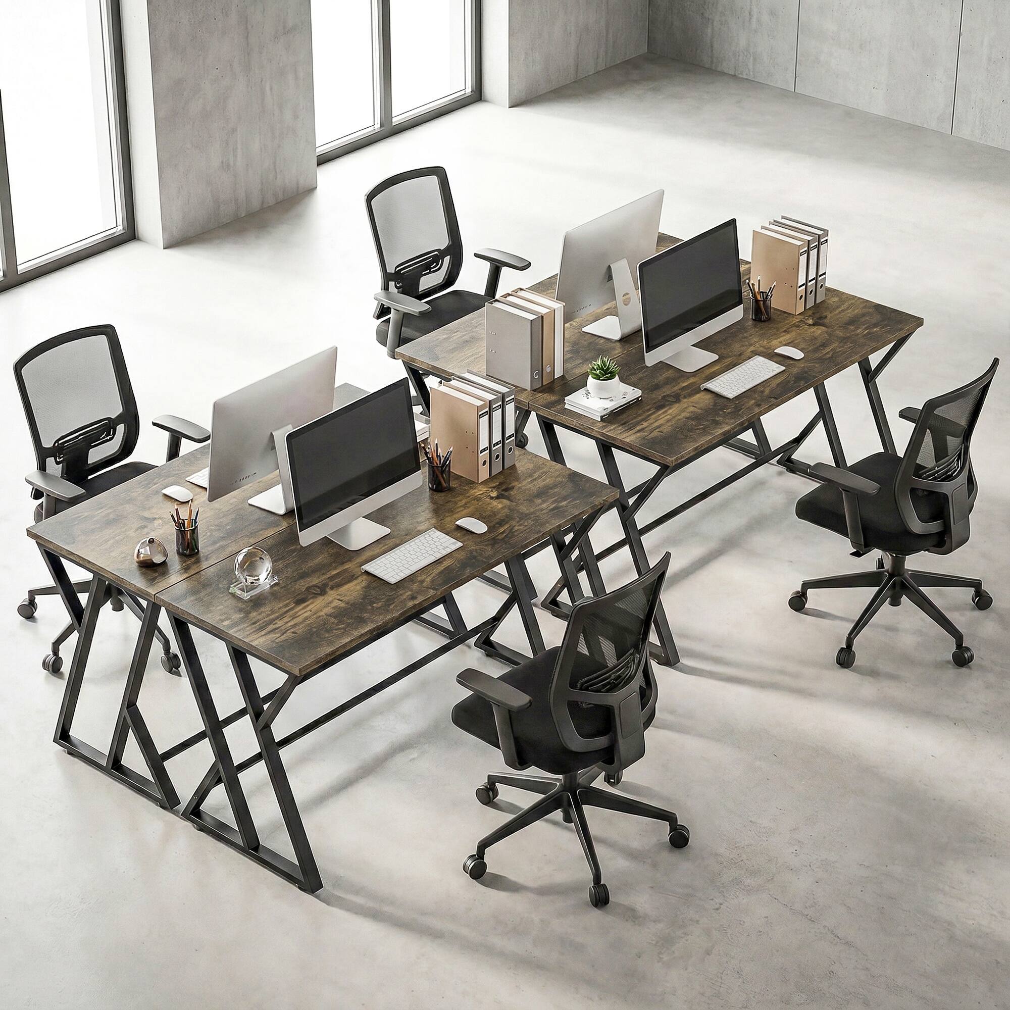 Alt View 8. Homcom - Inch Computer Desk, Industrial Writing Desk with Z-Shaped Metal Leg, Study Table for Home Office - Rustic brown.