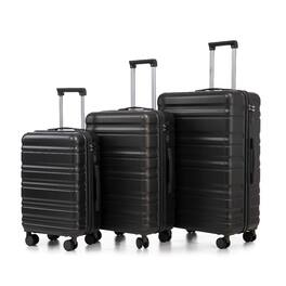 Ropilly - 3 Piece Luggage Set Hard Shell Suitcase with Spinner Wheels 20/24/28 Inch - Dark Gray