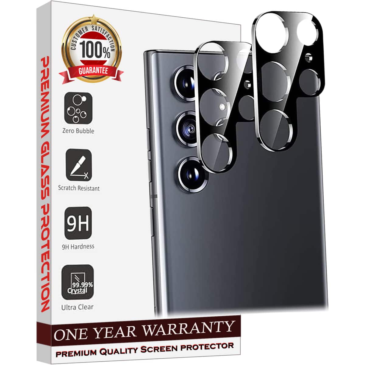 Entronix - Camera Lens Protector for Samsung Galaxy S22 Ultra - 2-Pack - Clear