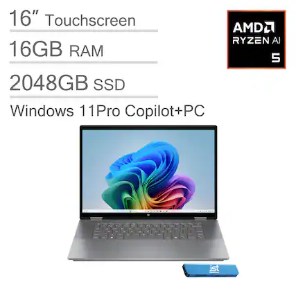 16" Touchscreen
16GB RAM
2048GB SSD
Windows 11 Pro Copilot+PC
AMD Ryzen AI 5