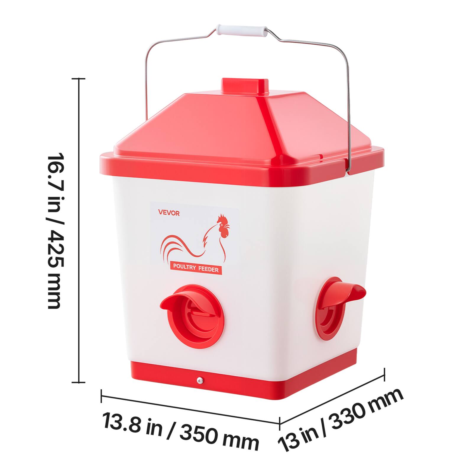 16.7 in / 425 mm  
VEVOR POULTRY FEEDER  
13.8 in / 350 mm  
13 in / 330 mm