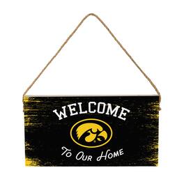 Evergreen Enterprises - Iowa Hawkeyes 6" x 11" Welcome Home Wood Wall Sign with Rope Hanger - Multicolor