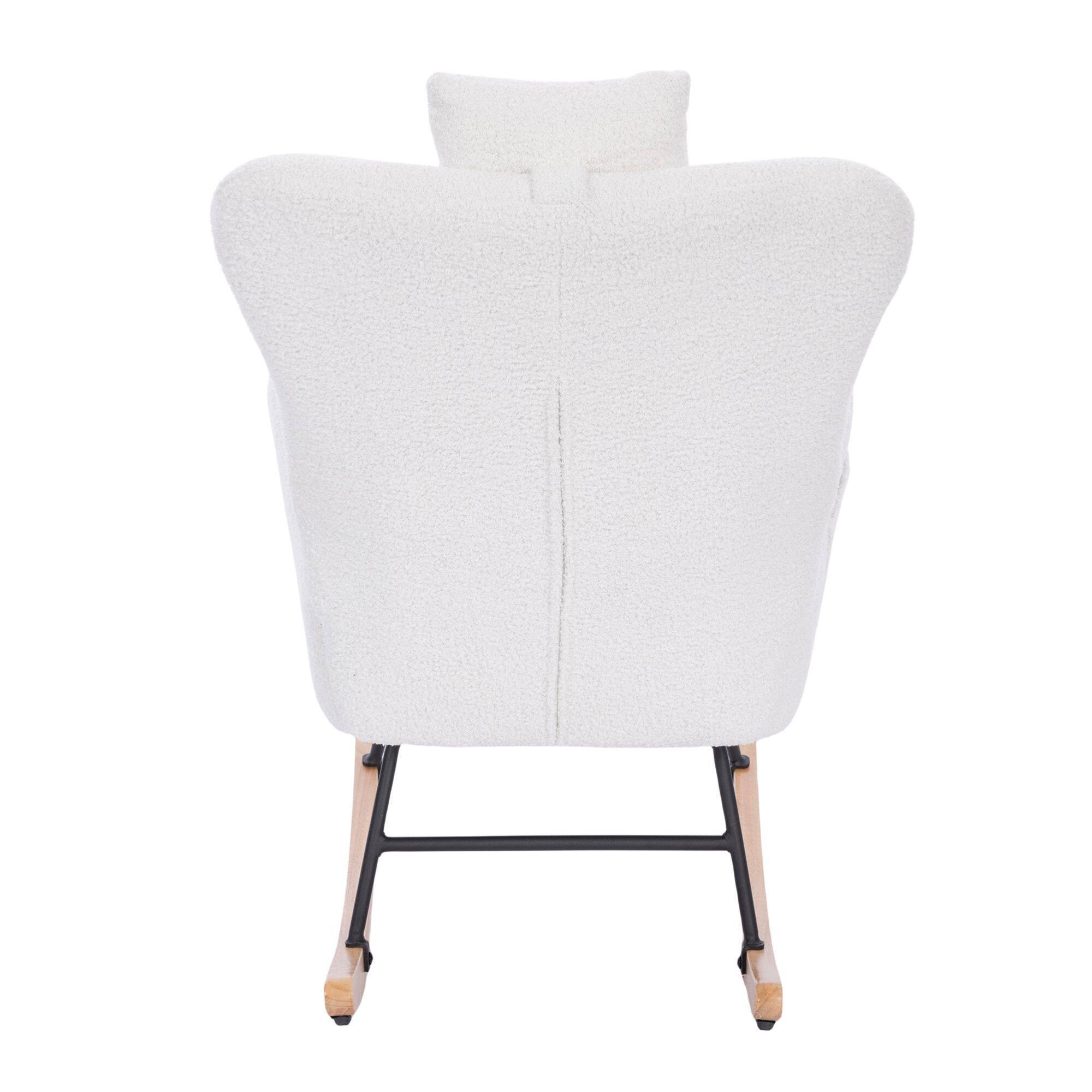 Alt View 1. GOODSILO - Plush Upholstered Nursery Rocking Chair with High Backrest for Living Room and Bedroom - White.