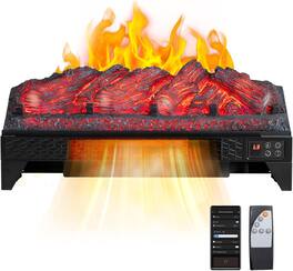 Winado - 18 Inch Fake Wood Without Frame Embedded 1400W Multi-color 6-color flame/Fake wood/heating wire/with remote control /wit - Black