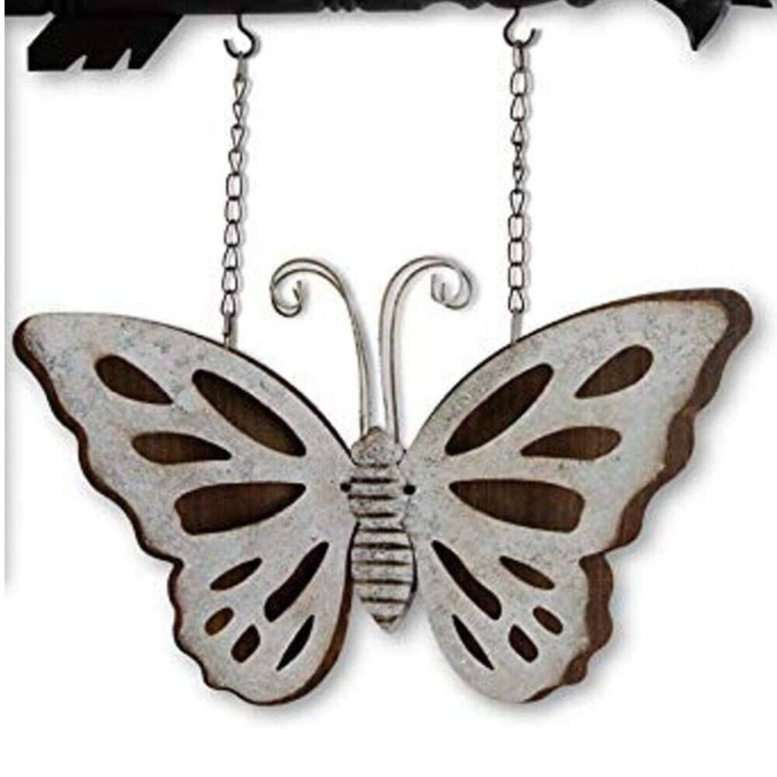 Front. K&K Interiors - K&K Interiors Metal and Wood Double Sided Butterfly Arrow Replacement Sign 15 inch - Arrow Sold Separately - Silver.