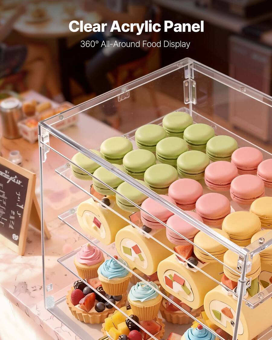 VEVOR Bakery Display Case, 4 Tier Commercial Countertop Pastry Display ...