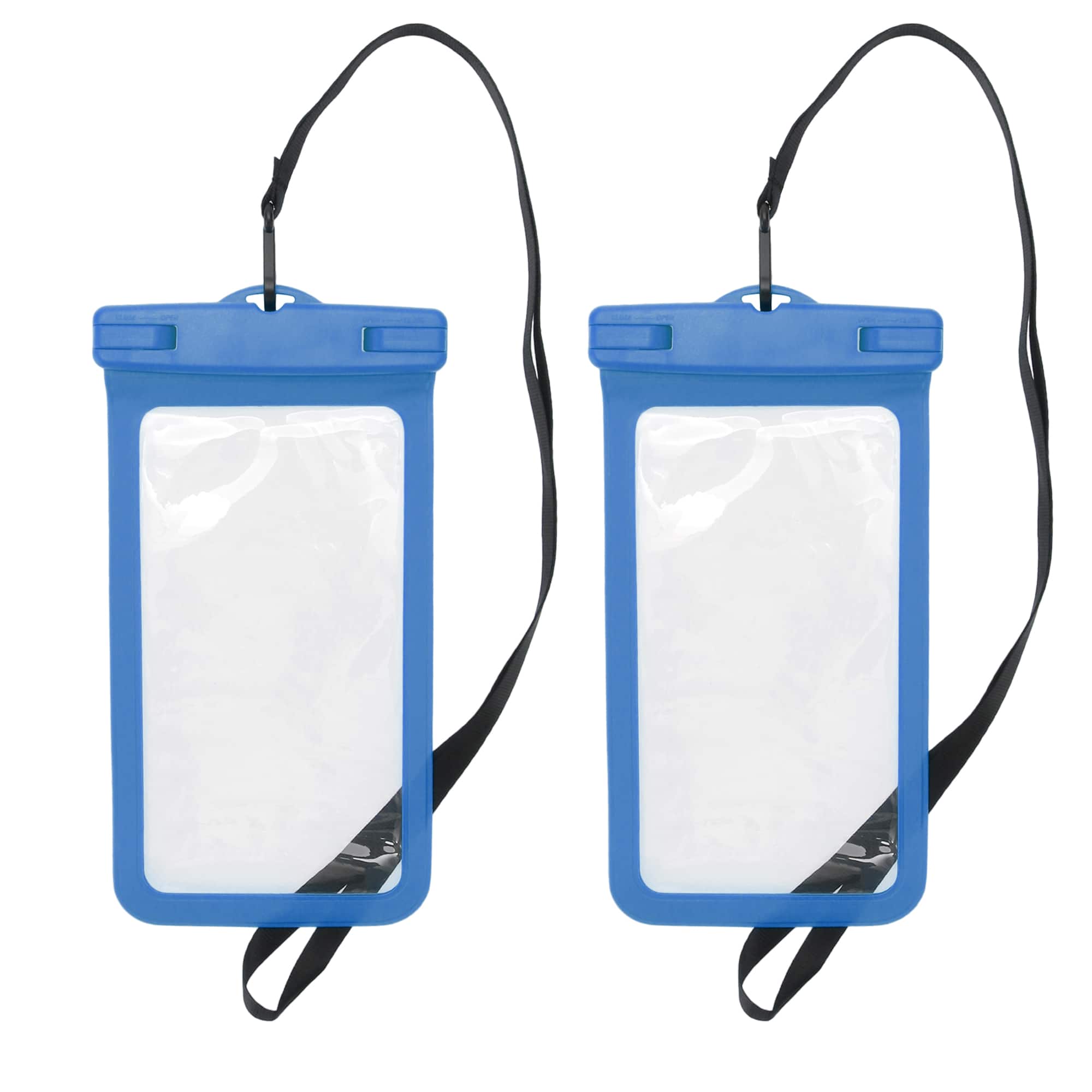 Unique Bargains - 2pcs Mobile Waterproof Bag Universal Waterproof Case Compatible for Phone 4.53"x8.27" - Blue