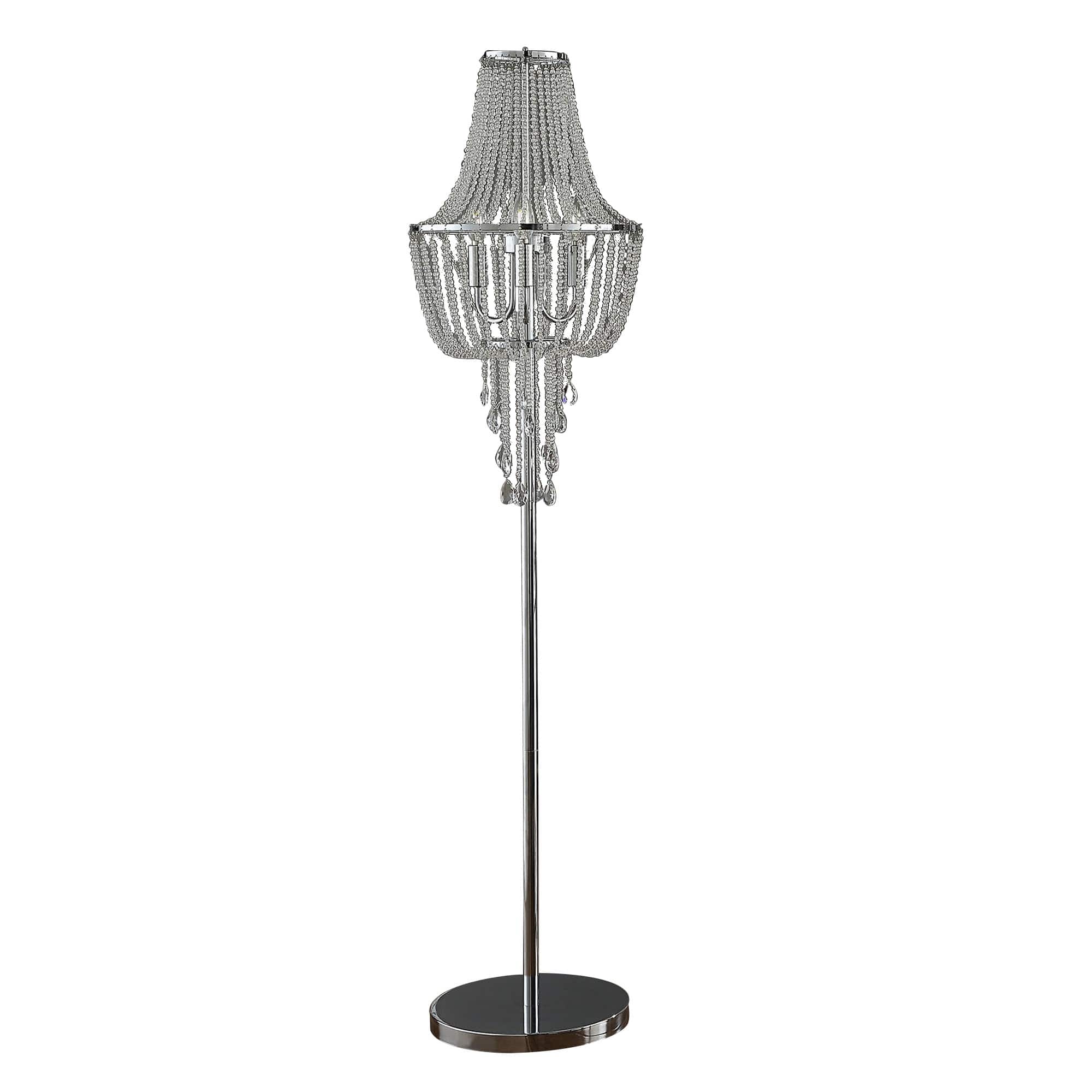 Manhattan Lane - Cara 62 Inch Floor Lamp, Hanging Drop Design, Crystal and Metal, Chrome