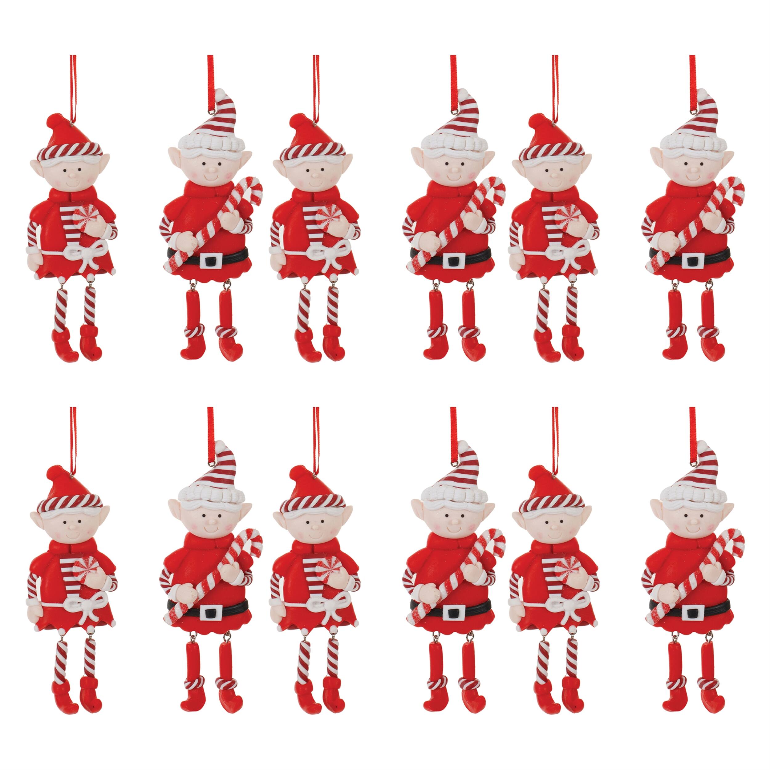 Alt View 2. BreeBe - Clay Dough Elf Ornament (Set of 12) - Red.