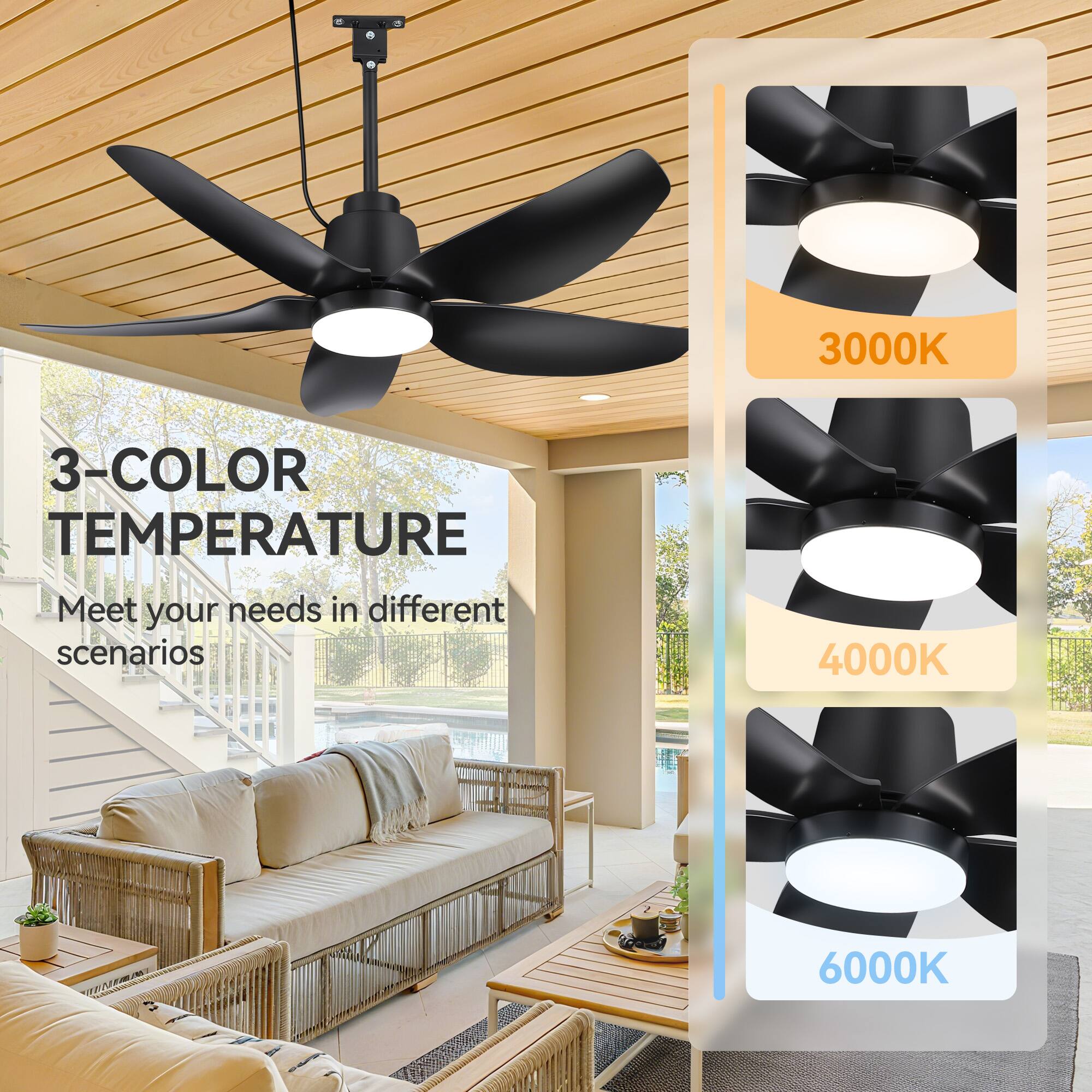 3-COLOR TEMPERATURE  
Meet your needs in different scenarios  

3000K  
4000K  
6000K