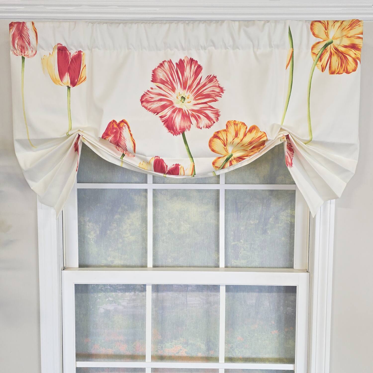 Angle. RLF Home - RLF Home 100% Cotton La Tulipe Butterfly With Poly/Cotton lining Rod Pocket Valance 50" x 16" White - White.