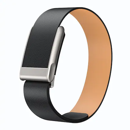 Front. Dteck - Leather Band for Whoop 5.0 One, Peak, Life/MG, Genuine Leather Durable Replacement Wristband Strap for Men Women - Black.