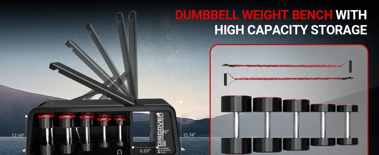 DUMBBELL WEIGHT BENCH WITH HIGH CAPACITY STORAGE

12.59" W x 8" H x 15.74" L

6.69" DISCOVER

DUMBBELL WEIGHT BENCH WITH HIGH CAPACITY STORAGE