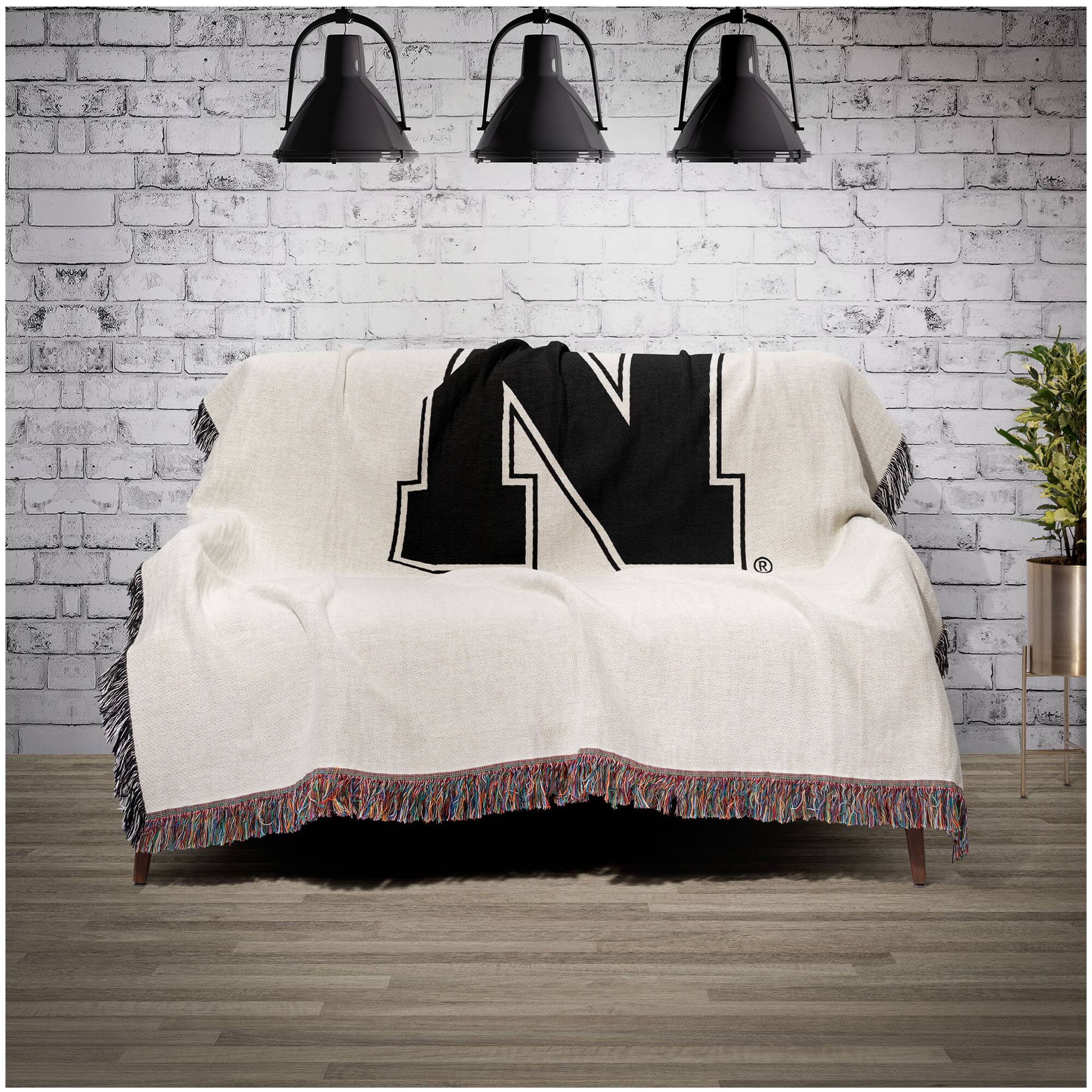 Alt View 1. Chad & Jake - Nebraska Huskers Woven Blanket - White.