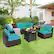 Alt View 3. Costway - 7 PCS Patio Furniture Set with 28" 50000 BTU Propane Gas Fire Pit Table Cushions - Turquoise.