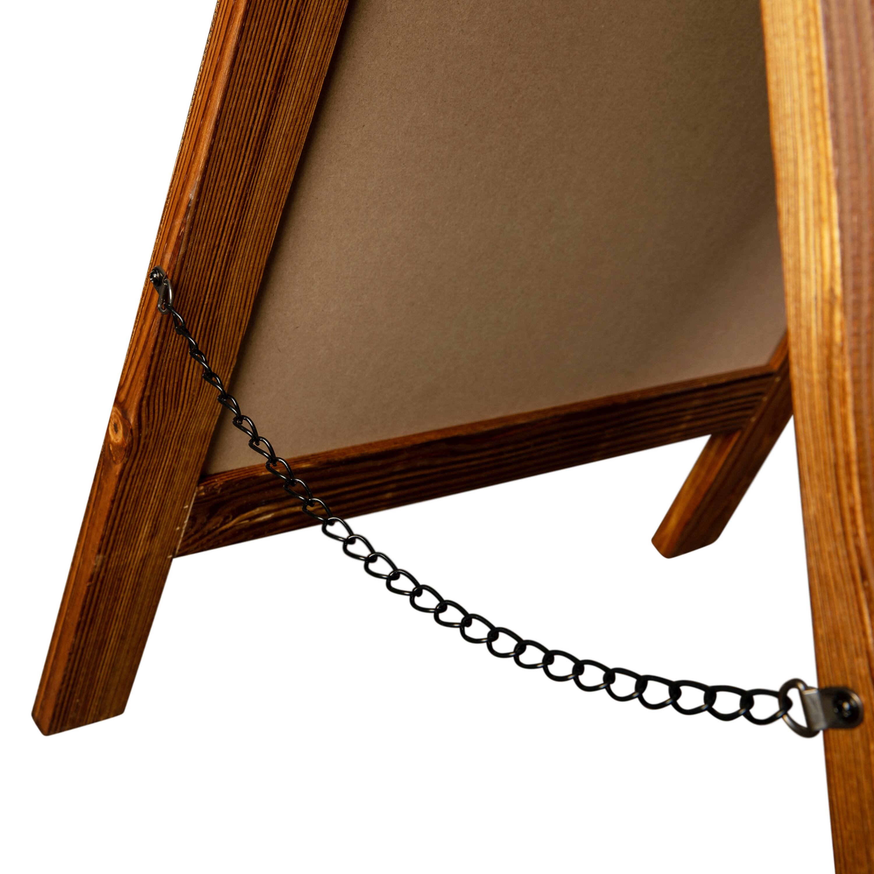 Alt View 9. Emma + Oliver - Rustic Double-Sided A-Frame Wooden Chalkboard with Magnetic Surface - Torched Brown.