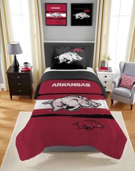 Sweet Home Collection - NCAA Arkansas Razorbacks Comforter & Sham Set- Twin/Twin XL - Multicolored