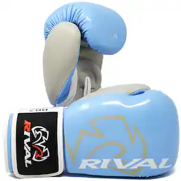 RIVAL - Boxing RB7 Fitness Plus Hook and Loop Bag Gloves - Small - Blue/Gray - Baby Blue/Gray