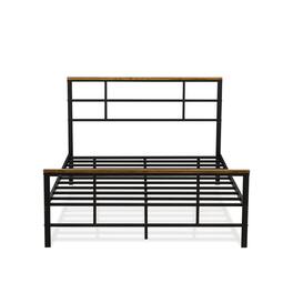 East West Furniture - Ingram Full Size Bed with 7 Metal Legs - Lavish Bed in Powder Coating Color - Black