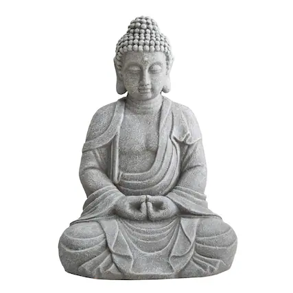 Front. SUNJOY - Sunjoy Gray Decorative Buddha Garden Décor Statue - Gray.