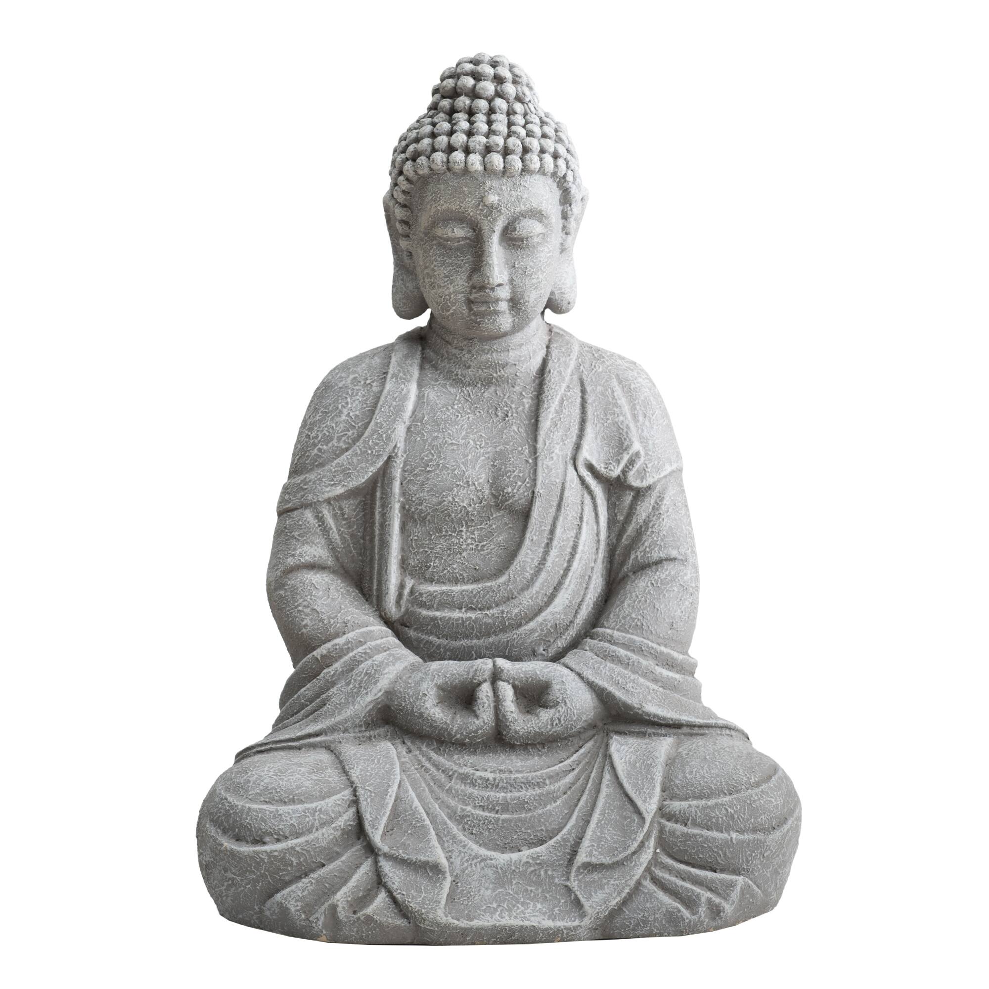 Front. SUNJOY - Sunjoy Gray Decorative Buddha Garden Décor Statue - Gray.