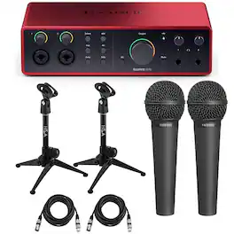 Focusrite - Scarlett 16i16 4th Gen USB Audio Interface with Software Suite, Bundle with 2x XM8500 Vocal Microphone, 2x