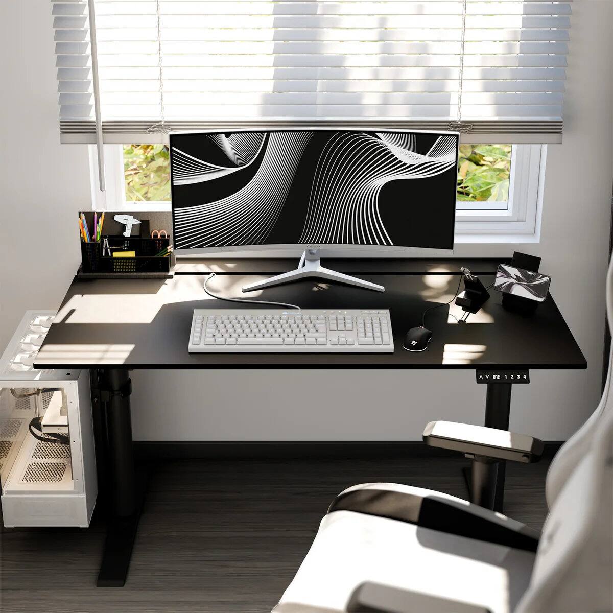 Alt View 2. Arozzi - Arozzi Arena Electric Standing Desk - Black - Black.