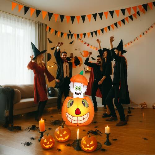 Alt View 9. Winado - 2.8 FT Halloween Inflatables Animated Pumpkin Ghost for In/Outdoor Holiday Decoration - Multicolor.