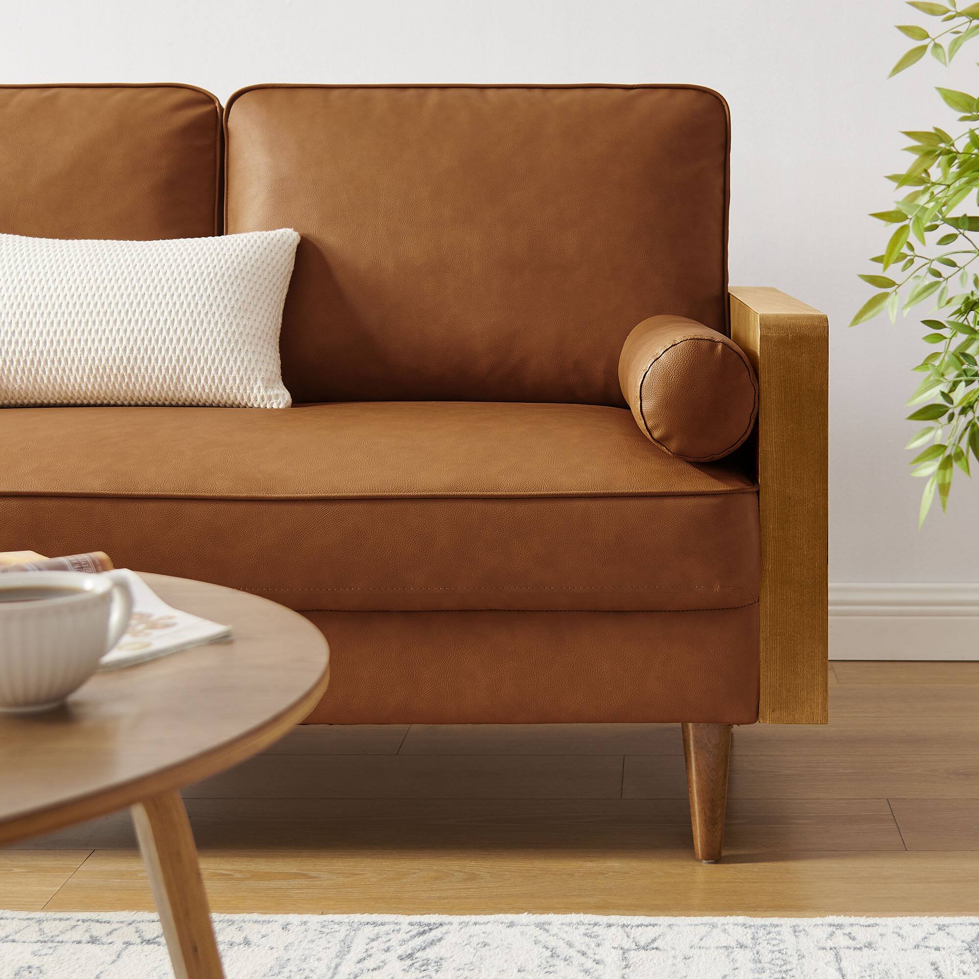 Alt View 1. Modway - Kellan Loveseat - Walnut Tan.
