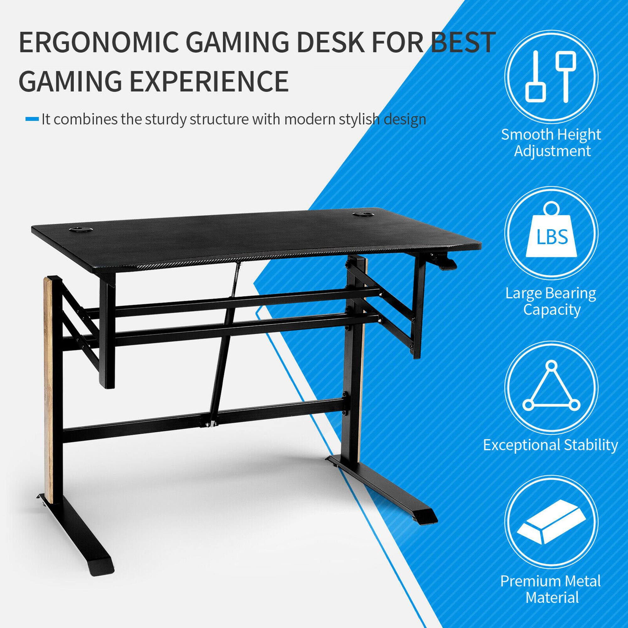 ERGONOMIC GAMING DESK FOR BEST GAMING EXPERIENCE

1. It combines the sturdy structure with modern stylish design
2. Smooth Height Adjustment
3. LBS
4. Large Bearing Capacity
5. Exceptional Stability
6. Premium Metal Material
