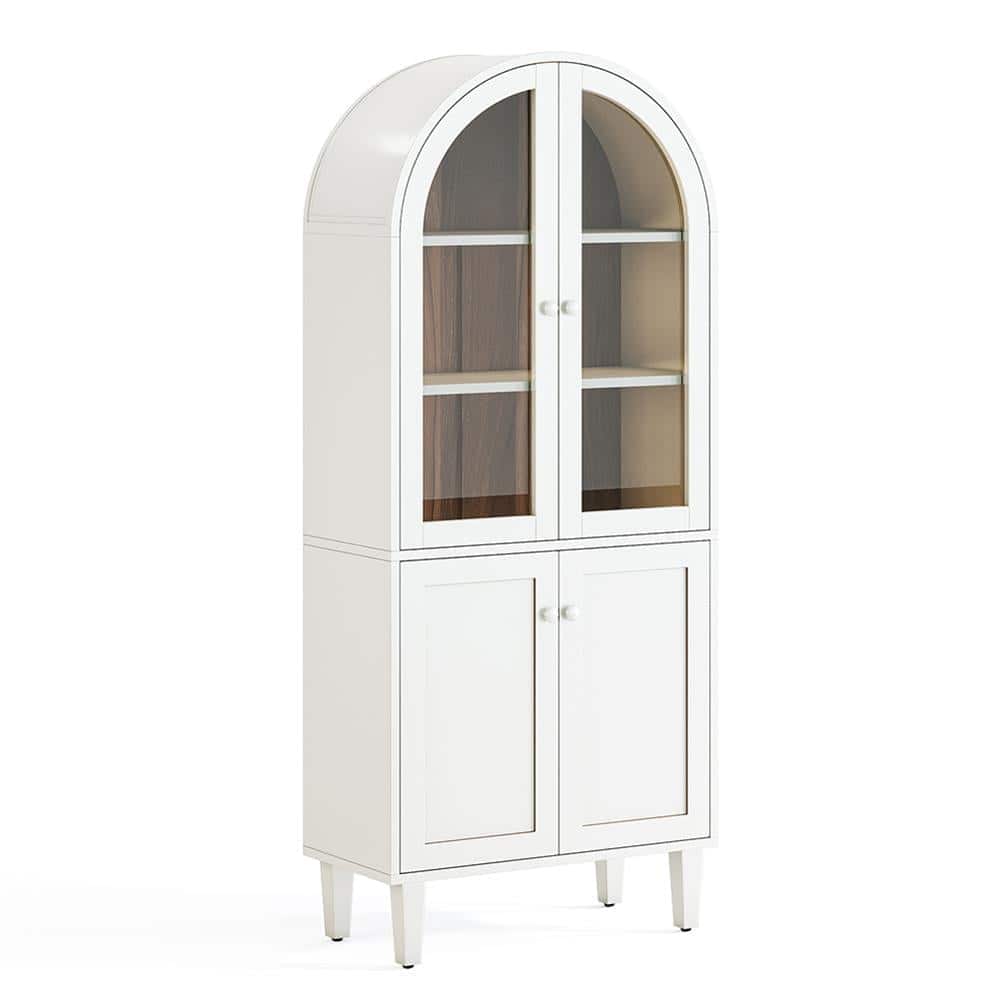 Kadyn - Bookshelf, Storage Shelf, Bookcase,68" Bookshelf, 5-Tier Arched Storage Cabinet Display Bookcase - White