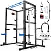 Front. Sportsroyals - Power Cage,1600lbs Multi-Function Power Rack with Adjustable Cable Crossover System and More Training Attachment - Blue.