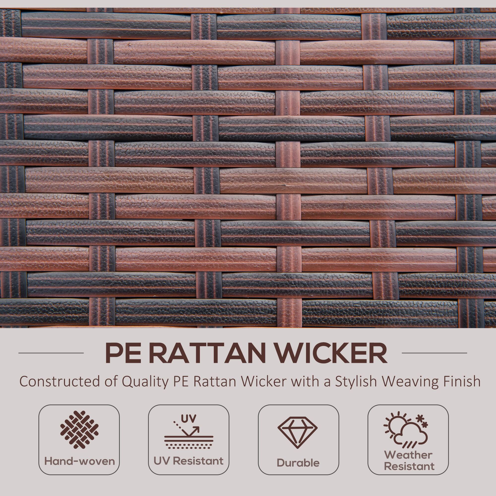 PE RATTAN WICKER  
Constructed of Quality PE Rattan Wicker with a Stylish Weaving Finish  

- Hand-woven  
- UV Resistant  
- Durable  
- Weather Resistant