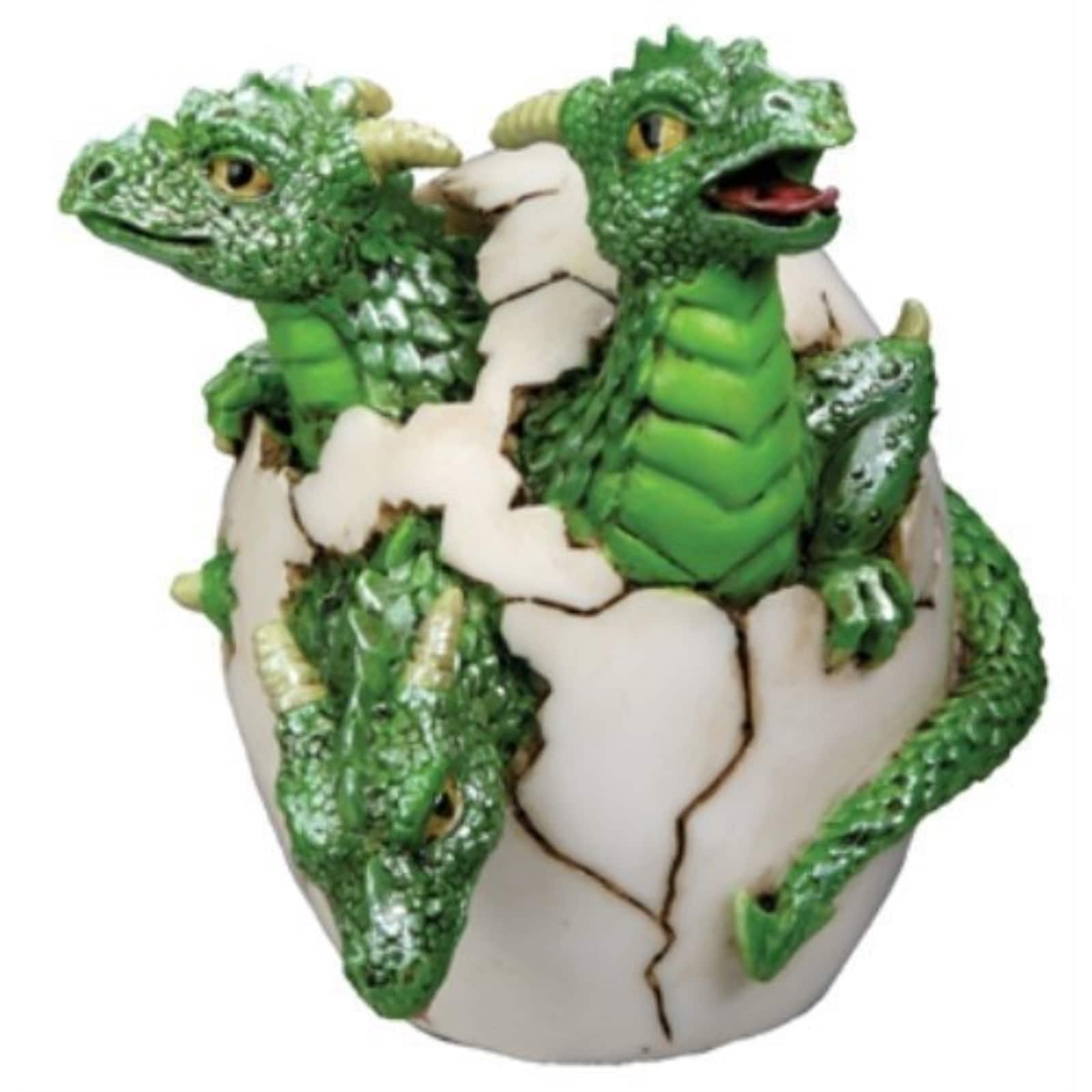 Pacific Trading - 3 Headed Dragon Hatchling Collectible Figurine Statue Sculpture Figure - Green
