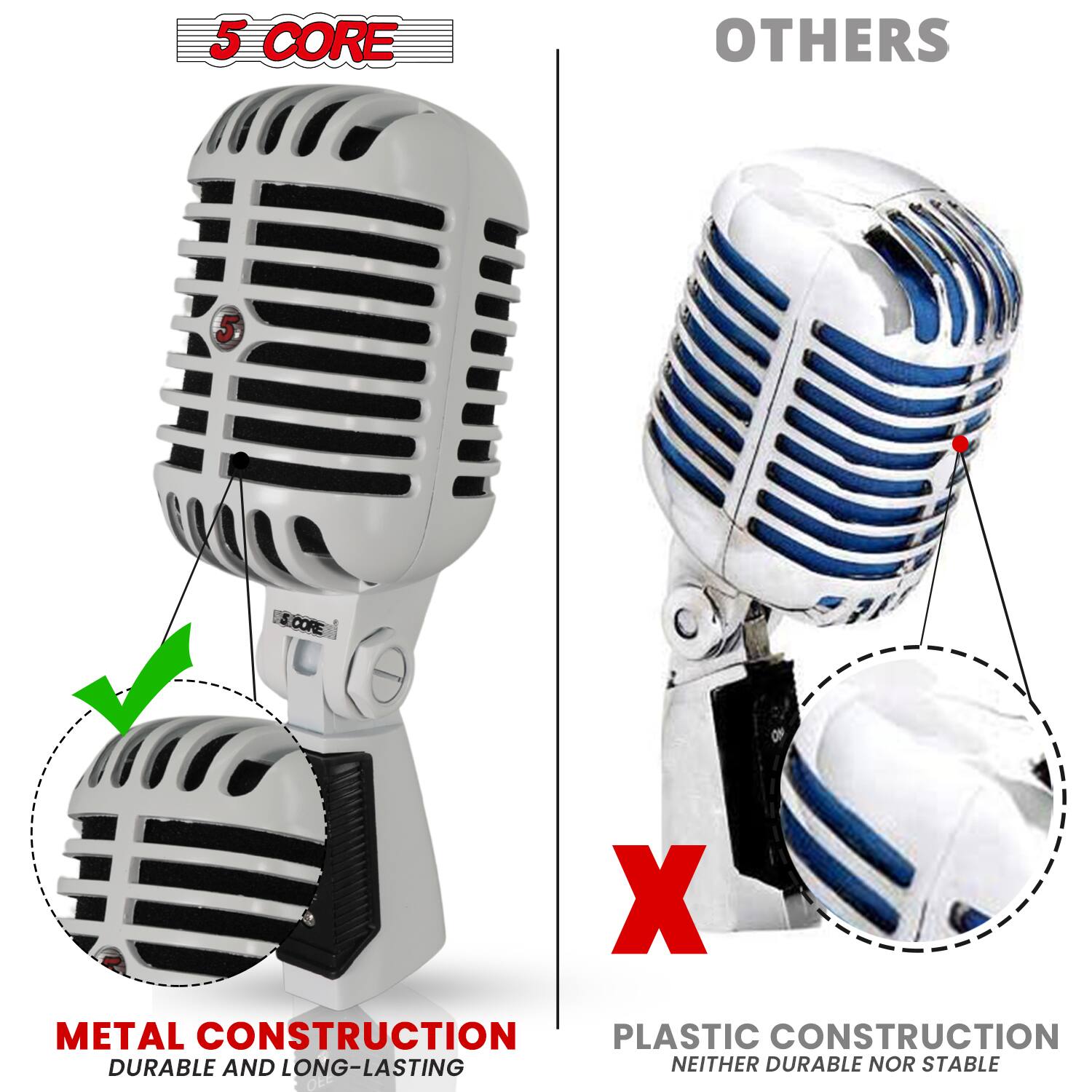 5 CORE

METAL CONSTRUCTION  
DURABLE AND LONG-LASTING

OTHERS

PLASTIC CONSTRUCTION  
NEITHER DURABLE NOR STABLE